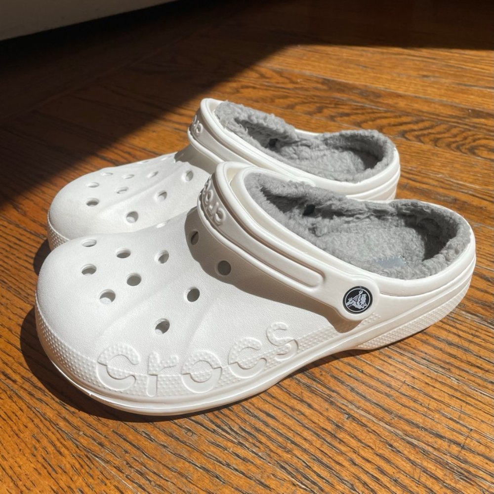 Crocs Classic Fuzz-Lined Clog In White - image 2